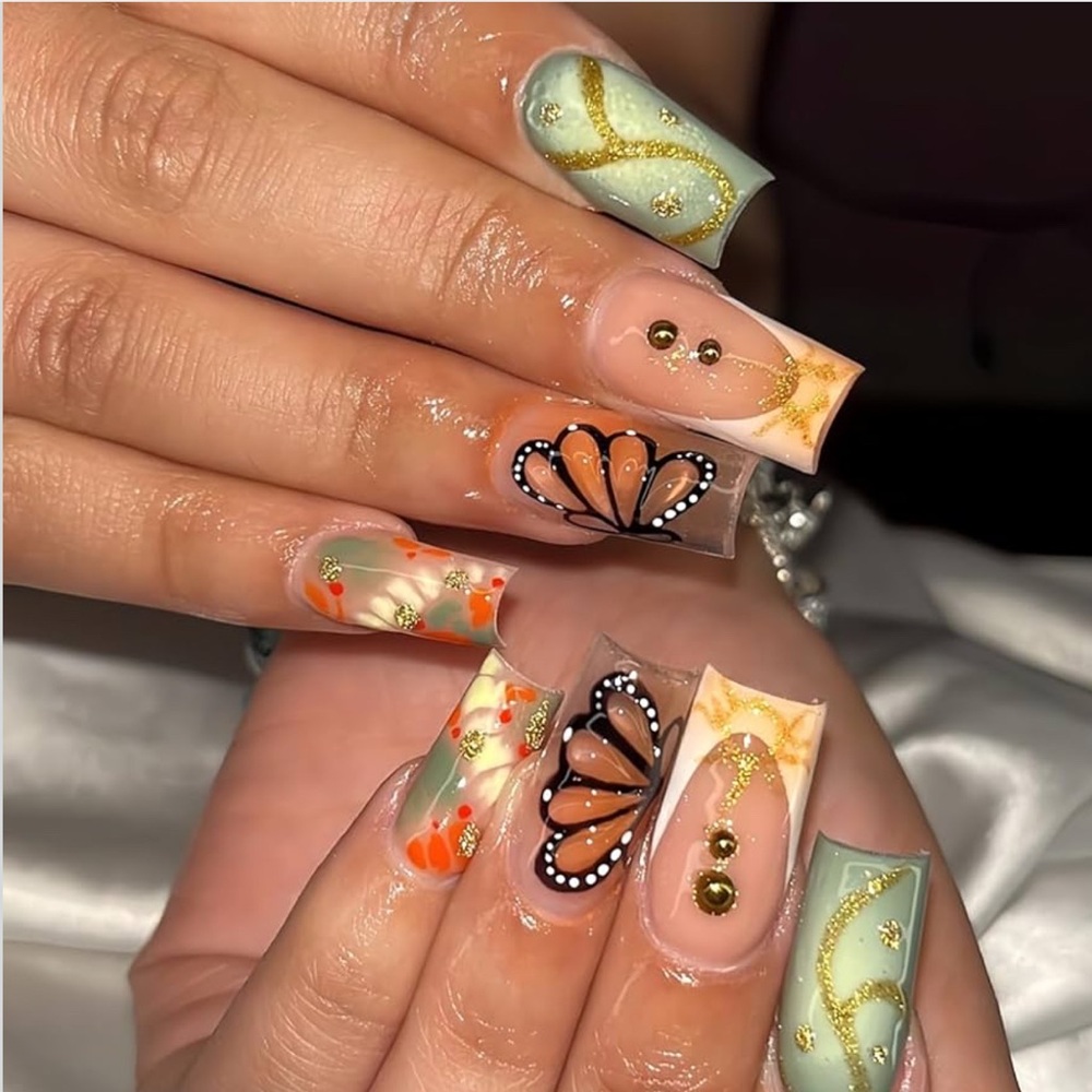 Colorful Butterfly Nail Art